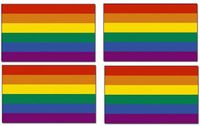 Merkloos / Sans marque Promex Gmbh Regenboog kleuren vlag - 4x - 90 x 150 cm - polyester - met ringen