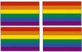 Merkloos / Sans marque Promex Gmbh Regenboog kleuren vlag - 4x - 90 x 150 cm - polyester - met ringen