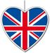 Merkloos Hangdecoratie hart Engeland 28 cm