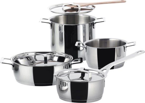 Alessi Pots&Pans Pannenset RVS 7-dlg - Kookpannenset - Zilver