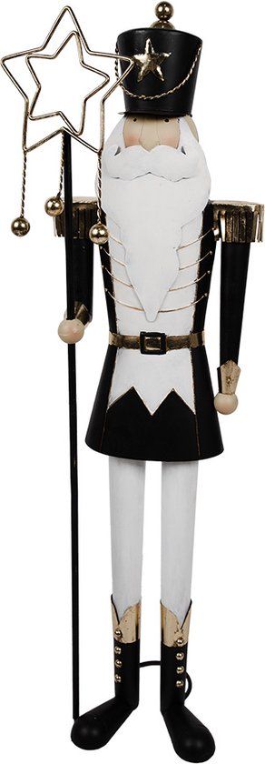 Clayre & Eef Kerstdecoratie Notenkraker - 103cm - Zwart/Wit