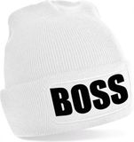 Bellatio Decorations - Boss tekst muts / beanie - onesize - wit