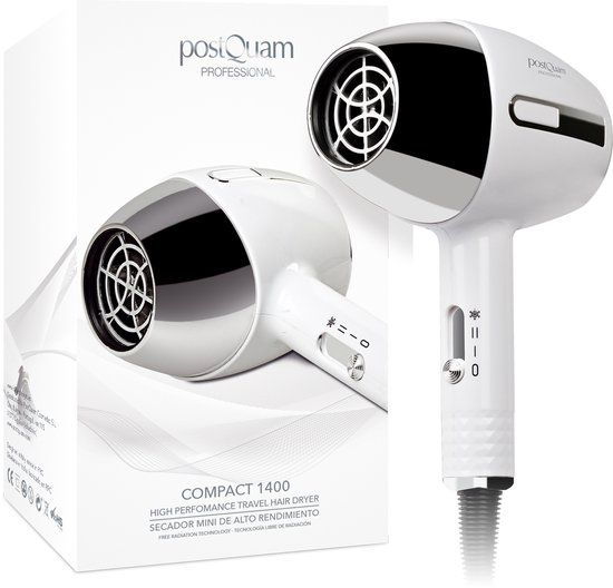 PostQuam PQPAE1002 haardroger 1400 W Zilver, Wit