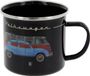 BRISA VW Collection - Volkswagen Grote emaille koffiemok met kleurrijke motieven (500 ml) (Bus & Lieveheersbeestje/Zwart)
