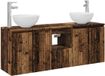 vidaXL Badkamerkastenset 3 st Oud hout 129 x 35 x 80 cm Bewerkt hout