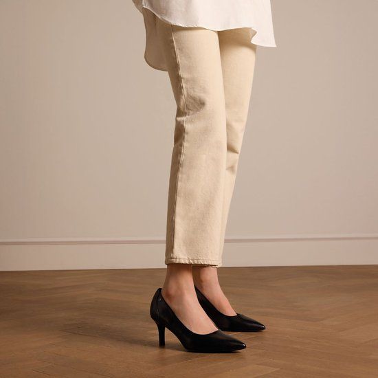No Stress Dames Zwarte Leren Klassieke Pumps Maat 42