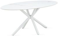 Giga Meubel Ovale Eettafel Roxy - 180x90x75cm - Keramisch Wit - Kruispoot