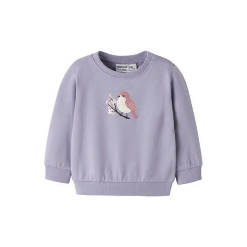 NAME IT BABY sweater met print - lila