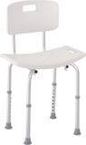 HOMCOM Chaise de douche - Aluminium/Plastique - Blanc - Réglable en hauteur