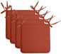 Stof Textile Home stoelkussens - 4x - terracotta - 38 x 38 x 3 cm - voor binnen - touwtjes sluiting - zitkussens plat - vierkant