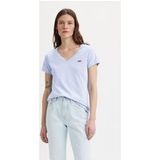 Levi's The Perfect T-shirt met V-hals voor dames, Brunnera Blue Cotton, XXS