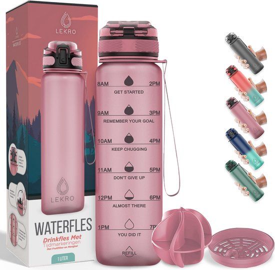 Lekro Motivatie Waterfles - Rosé Goud