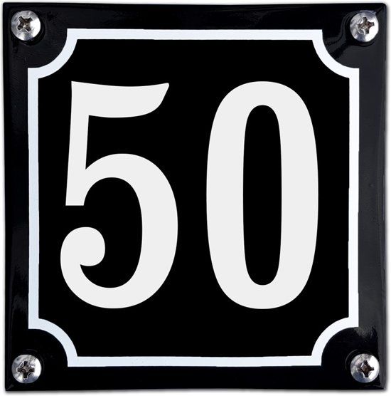 EmailleDesign® Zwart emaille huisnummer - 50