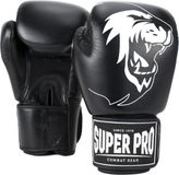 Super Pro Combat Gear Warrior Lederen (kick)bokshandschoenen Zwart/Wit 8oz