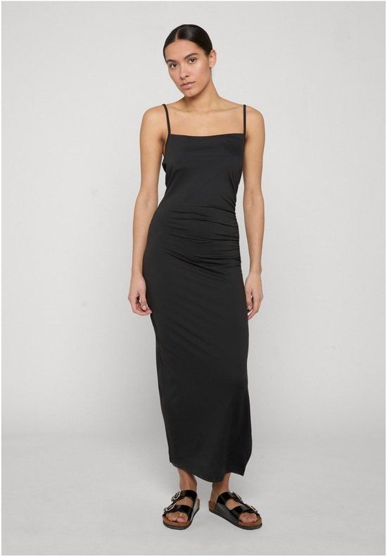 Urban Classics Ladies Long Spaghetti Jersey Dress Dames Maxi-jurk - zwart - S