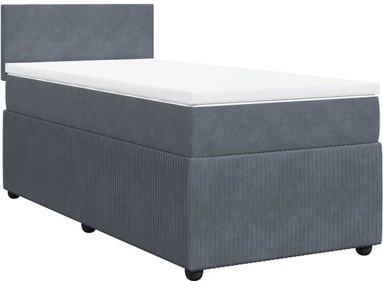 vidaXL Boxspring met matras fluweel donkergrijs 90x200 cm