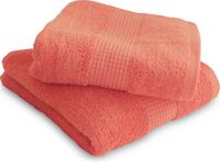 Set van 2 handdoeken, 50 x 90 cm, 100% katoen, 450 g/m², koraal