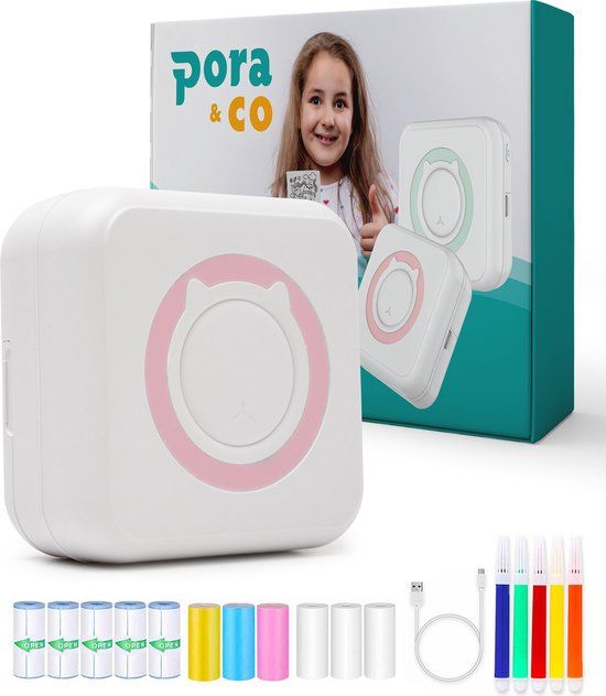 Pora&Co Mini Printer voor Mobiel - Fotoprinter voor Smartphone - Roze
