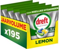 Dreft Platinum Vaatwascapsules Citroen - Moeilijke Uitdagingen - Vettig Filter - 5 x 39 stuks