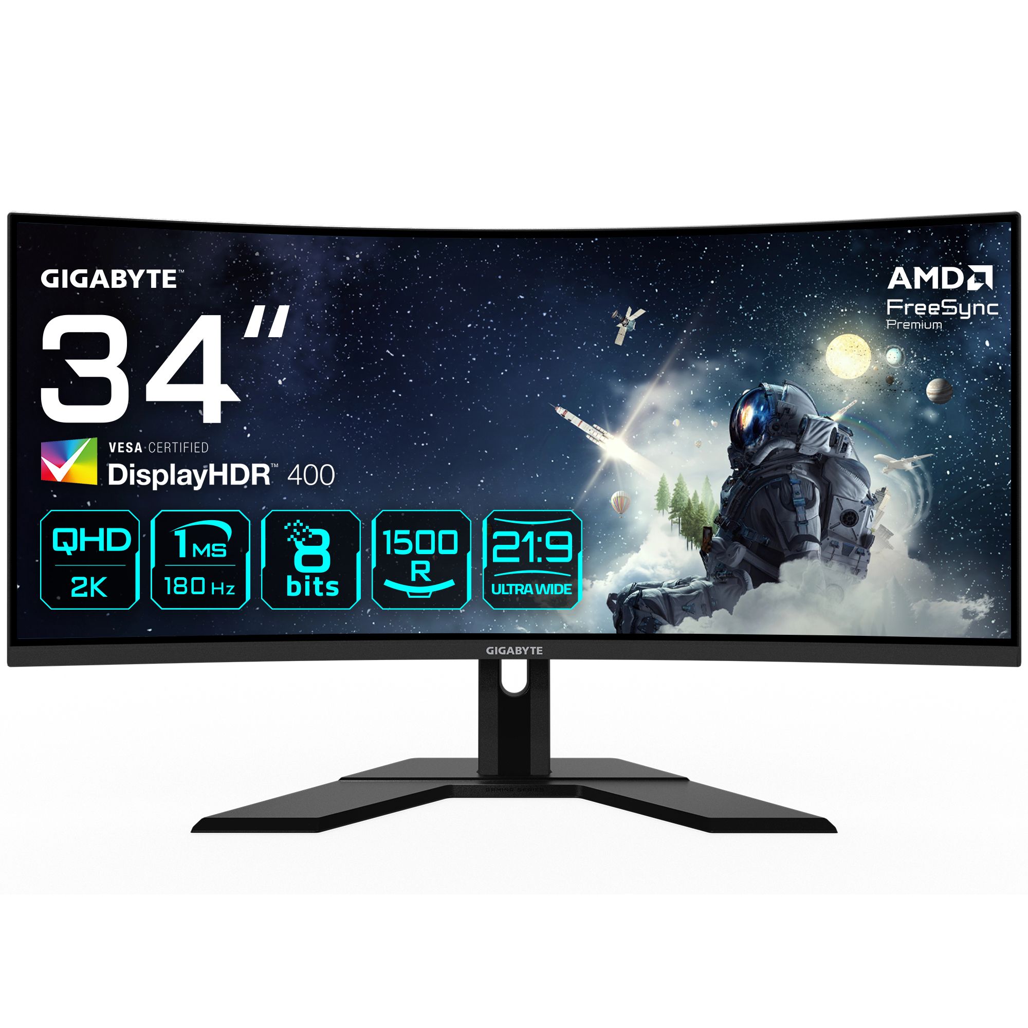 GIGABYTE G34WQCP 34" Ultrawide Curved Gaming Monitor - 180Hz, 1ms, FreeSync Premium