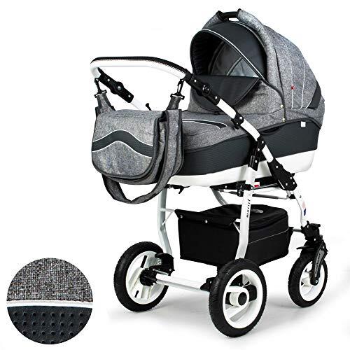 Lux4Kids Mar door ChillyKids kinderwagen en buggy 2-in-1, wandelwagen, buggy en autozitje 3-in-1 3in1 with baby seat Grijs P-07