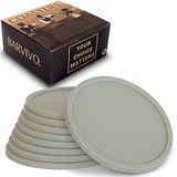 BARVIVO Set van 8 onderzetters voor tafelbladen voor elk tafeltype, hout, graniet, glas, speksteen, marmer, stenen tafels, perfecte grijze zachte onderzetter past op elke maat drinkglazen.