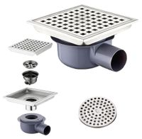 Bonde de douche carrée 15 x 15 cm avec double filtration