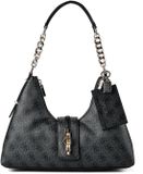 GUESS Yvonne Logo Hobo Bag Coal Logo donkergrijs