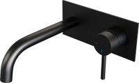 Brauer Black Carving Robinet de cuisine encastrable avec bec courbé et plaque de recouvrement Modèle A1 Noir mat