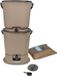 Skaza - Since 1977 Skaza Bokashi Essential Bio Afvalbak Keukenset (2 x 15,3 liter) + Onderstel - Compostbak keuken en tuin van gerecycled plastic - Starterset + incl. 1 kg Fermentatiestarter - Cappuccino