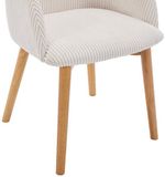 Vente-unique Set van 6 stoelen met armleuningen van ribfluweel en heveahout - Crèmewit - JELISA