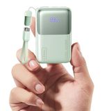 INIU Powerbank 10000mAh, Ultracompacte Draagbare Oplader met 45W Snelladen en Afneembare Kabel, USB-C Externe Batterij, Vliegtuigveilig, voor iPhone 17/16, Samsung S26, Xiaomi, iPad, Lichtgroen