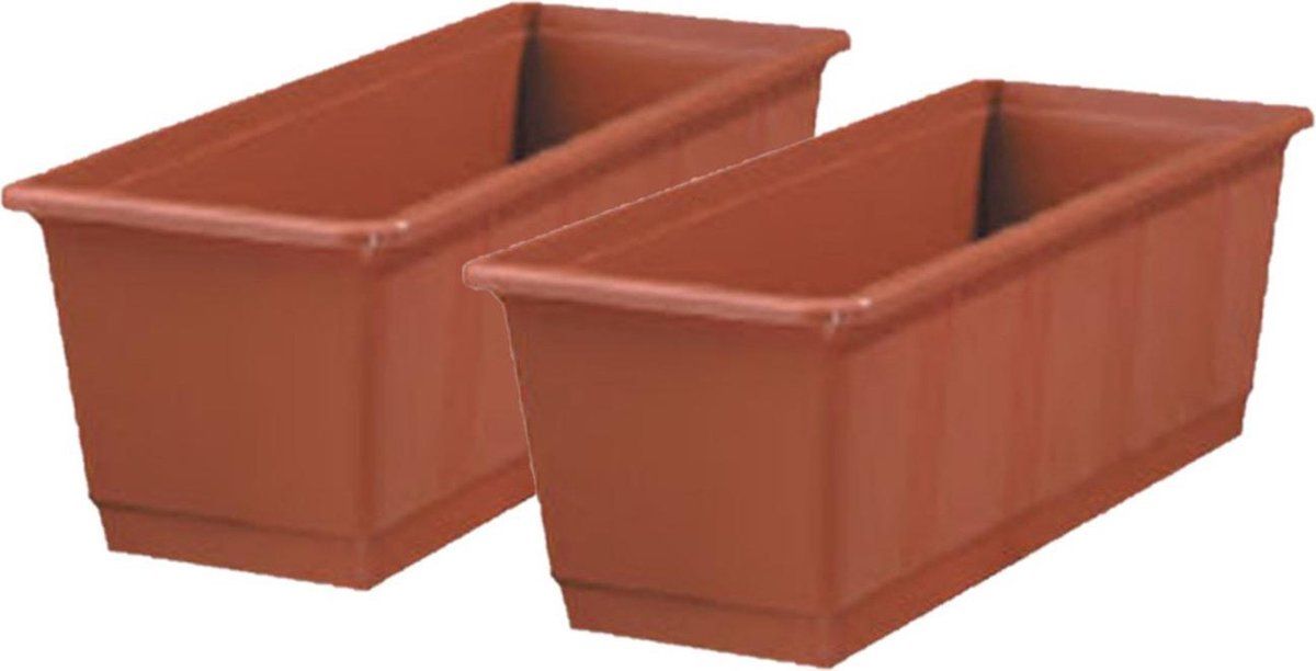 Geli Set van 3x terracotta plantenbakken rechthoekig 40 x 17,5 x 14,5 cm