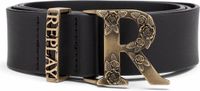 REPLAY Leren Riem Belt W95 Sun Black Zwart