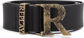 REPLAY Leren Riem Belt W95 Sun Black Zwart