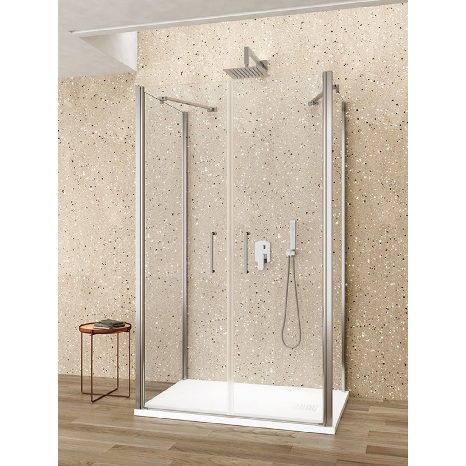 Lacus Douchecabine lacus giglio evo saloon 2 klapdeuren helder glas chroom (alle maten x2 zijwanden)