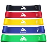 Fitnessbanden, 5 stuks, gymnastiekband, krachttraining, weerstandsbanden, set van natuurlijk rubber, weerstandsbanden met 5 niveaus, trainingsbanden voor armen en benen, oefeningen voor yoga, pilates