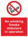 Viking Signs PS7-A3P-3M "No Smoking Smoke Detectors In Operation" Sign, Kunststof, 3 mm Rigid, 400 mm H x 300 mm W
