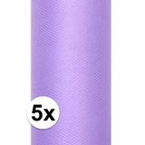 Merkloos / Sans marque Glitter tule stof - 5x - lila - 15 x 900 cm - hobbyartikelen/knutselspullen - gaatjesstof