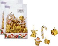 Krist+ Artesania Cerd 48x stuks kunststof kerstornamenten inclusief piek goud voor een mini kerstboom