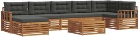 vidaXL - Salon en bois d'acacia - 6 places - Naturel et anthracite