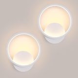 Comely LED Wandlamp Binnen Set van 2, 12W 1350LM, Rond Modern Design, Aluminium, Warm Wit 3000K, voor Slaapkamer, Woonkamer, Badkamer, Trap, Wit, Ø20cm