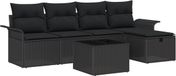vidaXL Tuinbank Set 6-delig Polyrattan Zwart