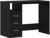 Bureau avec tiroirs 102x50x76 cm bois transformé couleur chêne noir