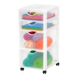 Iris Ohyama, Toren, Ladekast, Kunststof opbergorganizer met ergonomisch handvat, 22L, 4 laden, met wielen, BPA-vrij, Kantoor, Slaapkamer, Woonkamer, DDDC-322, wit