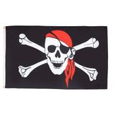 AZ FLAG Vlag Piraat met rode bandana 150x90 cm Polyester 100D