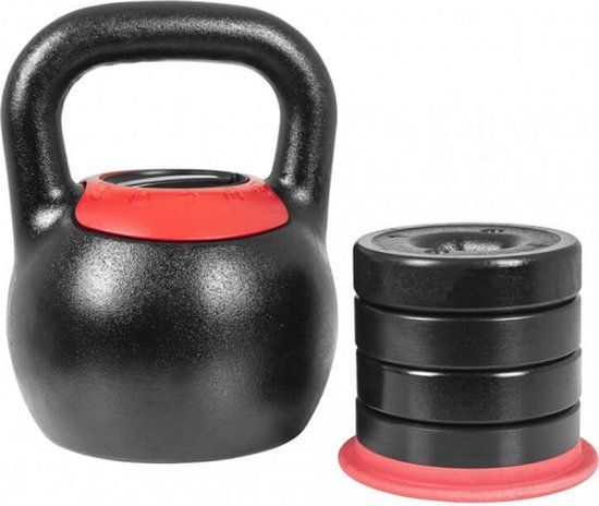 Gorilla Sports Kettlebell - Verstelbaar 8-16 kg - Zwart - Gietijzer