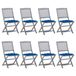 VidaXL Chaise de jardin Siège capitonné Acacia Bois Bleu 8 pièces