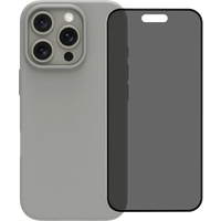 BlueBuilt Back Cover iPhone 16 Pro Grijs + Privacy Filter Screenprotector Glas