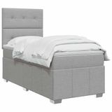 vidaXL LED Boxspringbed met Matras Lichtgrijs 90 x 200 cm Stof
